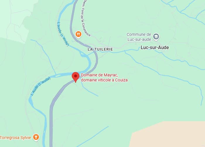 Domaine de Mayrac à Couiza : Plan d'Accès et Localisation Carte du Domaine de Mayrac à Couiza, domaine viticole situé près de Luc-sur-Aude et de la rivière l'Aude.
